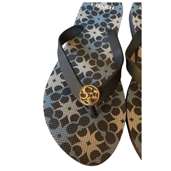 Coach women’s New York, Alessa geometric, print logo, flip-flop sandals, size 8 - Picture 3 of 6
